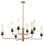 Люстра на штанге с 8-ю цилиндрическими матовыми плафонами и шарами из камня Orb Essence варинант исполнения - 5 | Loft Concept в Уфе