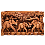 Панно из дерева слоны Panel With Animals варинант исполнения - 1 | Loft Concept в Уфе