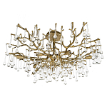 Потолочная люстра в виде ветвей деревьев золотого цвета с прозрачными подвесками-каплями Droplet Chandelier варинант исполнения - 3 | Loft Concept в Уфе