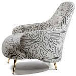 Кресло мягкое с принтом на золотистых ножках Onlooker варинант исполнения - 1 | Loft Concept в Уфе
