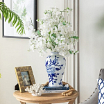 Ваза с бело-синей росписью и изображением цветов Blue & White Ornament варинант исполнения - 5 | Loft Concept в Уфе