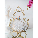 Конфетница с бронзовой ручкой и фарфоровой птичкой на крышке Eden Garden варинант исполнения - 4 | Loft Concept в Уфе
