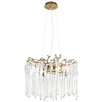 Люстра подвесная круглая в виде ветвей деревьев бронзового цвета с прозрачными подвесками-каплями Droplet Chandelier варинант исполнения - 3 | Loft Concept в Уфе