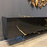 Дизайнерский комод чёрный глянцевый с основанием в виде золотых ветвей Meta Credenza  варинант исполнения - 3 | Loft Concept в Уфе