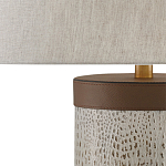 Настольная лампа с тканевым абажуром и основанием из кожи Leather Column варинант исполнения - 1 | Loft Concept в Уфе