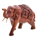 Статуэтка из дерева суар в виде слона в традиционном облачении Elephant in blanket варинант исполнения - 1 | Loft Concept в Уфе