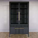 Витрина Primo со стеклянными фасадами и буфетом шпон Черный дуб варинант исполнения - 2 | Loft Concept в Уфе