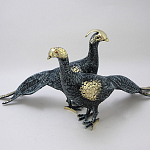 Статуэтка бронзовая пара Павлины синие Bronze Birds варинант исполнения - 1 | Loft Concept в Уфе