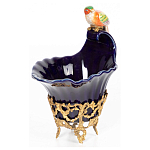 Чаша темно-синего цвета из фарфора с разноцветной птичкой Eden Garden porcelain and bronze варинант исполнения - 1 | Loft Concept в Уфе