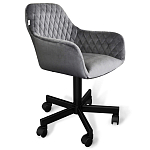 Стул с мягкой серой обивкой из велюра и подъемно-поворотным механизмом на черных колесиках Harper Gray варинант исполнения - 1 | Loft Concept в Уфе