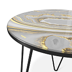 Стол журнальный c круглой столешницей из стекла серого цвета Gray and Gold Marble варинант исполнения - 3 | Loft Concept в Уфе