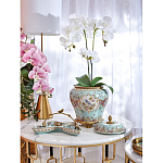 Блюдо из голубого фарфора с бронзовой ручкой в виде ветки Blue Garden варинант исполнения - 4 | Loft Concept в Уфе