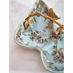 Блюдо из голубого фарфора с бронзовой ручкой в виде ветки Blue Garden варинант исполнения - 6 | Loft Concept в Уфе