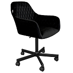 Стул с мягкой черной обивкой из велюра и подъемно-поворотным механизмом на колесиках Harper Black варинант исполнения - 1 | Loft Concept в Уфе