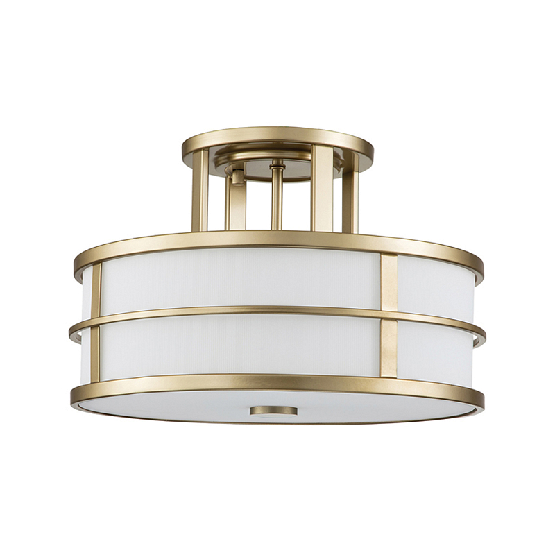 Потолочный светильник с белым матовым абажуром в металлическом каркасе Feiss Белый Латунь в Уфе | Loft Concept 