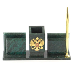 Настольный письменный набор из змеевика с визитницами и ручкой Successful Leader варинант исполнения - 1 | Loft Concept в Уфе