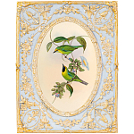 Декоративный постер с изображением птиц в раме с рельефным растительным узором Blooming Birds Poster варинант исполнения - 8 | Loft Concept в Уфе