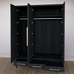 Большой Шкаф Primo Черный дуб с 3 дверьми и 3 выдвижными ящиками варинант исполнения - 8 | Loft Concept в Уфе