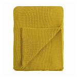 Плед из хлопка жемчужной вязки горчичного цвета Waffle Comfort варинант исполнения - 1 | Loft Concept в Уфе