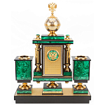 Настольный письменный набор из малахита и долерита с декором в виде герба России Leader Organizer варинант исполнения - 3 | Loft Concept в Уфе