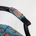 Полукресло из массива бука бирюзовое с изображением птиц и цветов Turquoise Chinoiserie Garden Chair варинант исполнения - 3 | Loft Concept в Уфе