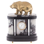 Часы настольные бронзовые с декором в виде медведя Bear Stone Clock варинант исполнения - 1 | Loft Concept в Уфе