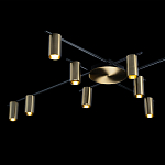Потолочный светильник с 10-ю цилиндрическими плафонами цвета латунь TRIBES CHANDELIER варинант исполнения - 4 | Loft Concept в Уфе
