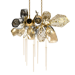 Люстра подвесная с 18-ю стеклянными плафонами с вертикальными подвесками Gilded Mirage  варинант исполнения - 1 | Loft Concept в Уфе