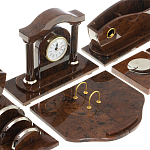 Настольный письменный набор с часами из природного камня обсидиана Competent Leader варинант исполнения - 4 | Loft Concept в Уфе