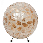 Настольная лампа из перламутра на металлическом каркасе Indonesian Circle варинант исполнения - 1 | Loft Concept в Уфе