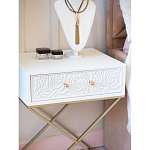 Приставной столик с выдвижным ящиком  White Table Carved Pattern варинант исполнения - 7 | Loft Concept в Уфе