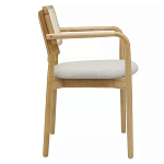 Стул обеденный с мягким сиденьем и спинкой из плетеного ротанга Wood and Textile Chair варинант исполнения - 2 | Loft Concept в Уфе