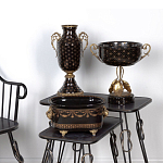 Ваза черного цвета из фарфора с золотистым узором и бронзовыми элементами Eden Garden porcelain and bronze варинант исполнения - 5 | Loft Concept в Уфе