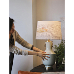 Настольная лампа с принтом на белом тканевом абажуре Roof Garden Lamp варинант исполнения - 5 | Loft Concept в Уфе