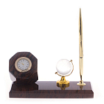 Настольный письменный набор с глобусом и ручкой из натурального обсидиана World Globe варинант исполнения - 1 | Loft Concept в Уфе