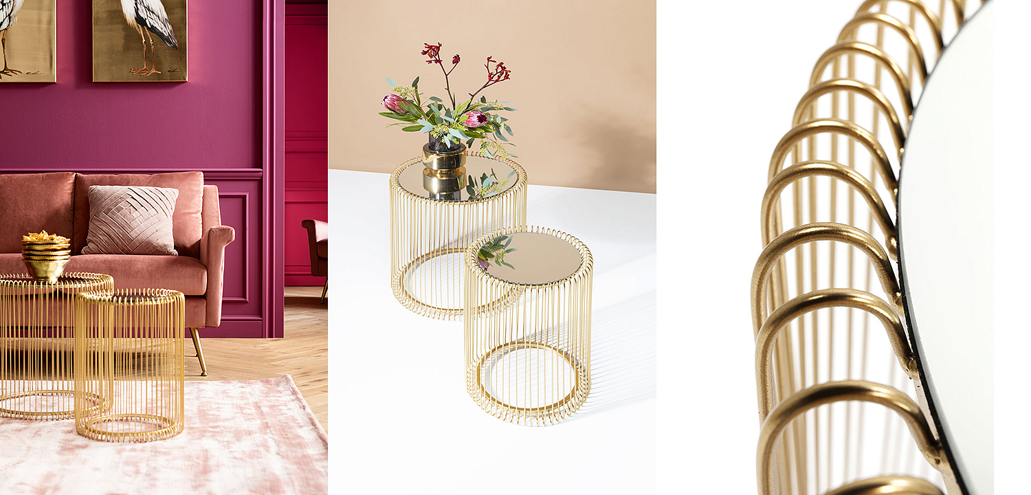 Комплект приставных столов Mirror Surface Brass Tables Комплект приставных столов Mirror Surface Brass Tables - Loft-Concept в Уфе