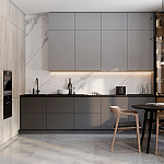 Серый кухонный гарнитур с фасадом под светлый дуб Ferrand Kitchen Set варинант исполнения - 1 | Loft Concept в Уфе