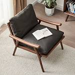 Кресло c каркасом из массива дерева и мягкой кожаной обивкой Walnut Armchair варинант исполнения - 2 | Loft Concept в Уфе