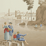 Обои ручная роспись Views of Italy Azure on Sepia варинант исполнения - 2 | Loft Concept в Уфе