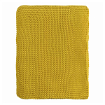 Плед из хлопка жемчужной вязки горчичного цвета Waffle Comfort варинант исполнения - 4 | Loft Concept в Уфе