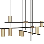 Люстра с 9-ю цилиндрическими плафонами цвета латунь TRIBES CHANDELIER варинант исполнения - 2 | Loft Concept в Уфе