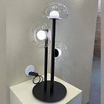 Настольная лампа с тремя прозрачными куполообразными плафонами и черным металлическим основанием Flos Wireline Lighting варинант исполнения - 5 | Loft Concept в Уфе