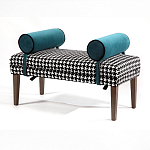 Банкетка Banquette PIED DE POULE с принтом гусиная лапка и синими подлокотниками  варинант исполнения - 2 | Loft Concept в Уфе