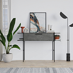 Консоль напольная серая с выдвижным ящиком и 2-мя полками с белой столешницей OTIS CONSOLE RETRO GRAY варинант исполнения - 1 | Loft Concept в Уфе