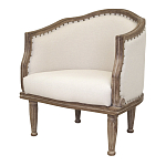 Кресло низкое с мягкой обивкой из льна на 4-х деревянных ножках Emile Armchair beige варинант исполнения - 3 | Loft Concept в Уфе