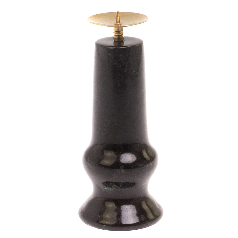 Подсвечник из натурального камня змеевик чёрного цвета Stone Candlestick Черный Золотой в Уфе | Loft Concept 