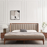 Кровать двуспальная с мягким изголовьем Moon Walnut Bed варинант исполнения - 3 | Loft Concept в Уфе