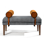Банкетка Banquette PIED DE POULE Orange с принтом гусиная лапка Оранжевые валики варинант исполнения - 1 | Loft Concept в Уфе