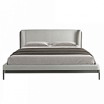 Кровать двуспальная серая с мягким изголовьем из экокожи и ткани Modern Look варинант исполнения - 3 | Loft Concept в Уфе