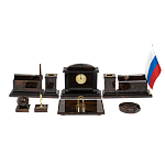 Настольный письменный набор с часами из природного камня обсидиана  Gift for Manager варинант исполнения - 1 | Loft Concept в Уфе